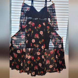 Torrid Insider Floral and Lace Cold Shoulder Maxi Dress